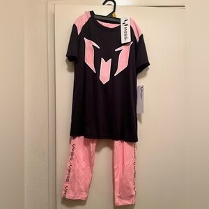 Black and Pink Messi T-Shirt and Pants Set